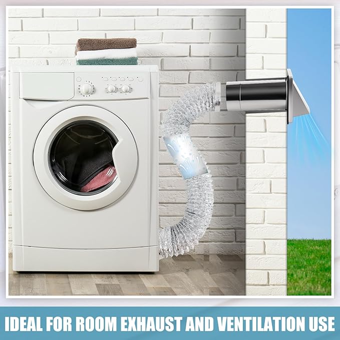 Gisafai 4" Dryer Vent Cover Outside with Stainless Steel Guard Outdoor Wall Dryer Exhaust Vent Cap with Removable Extension Pipe, Non-return Flap and Sealing Gasket Grille Screen
