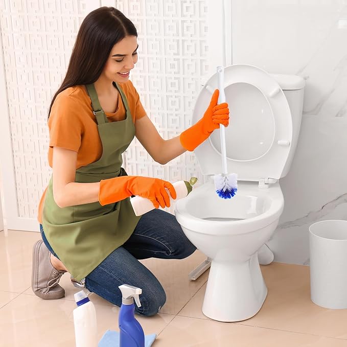 Willinglong 15 Pcs 18.5 Inch Toilet Bowl Cleaner Brush Bathroom Long Plastic Handled Cleaning Scrubber with Hook Hole Without Holder for Household Cleaning (Blue,White)