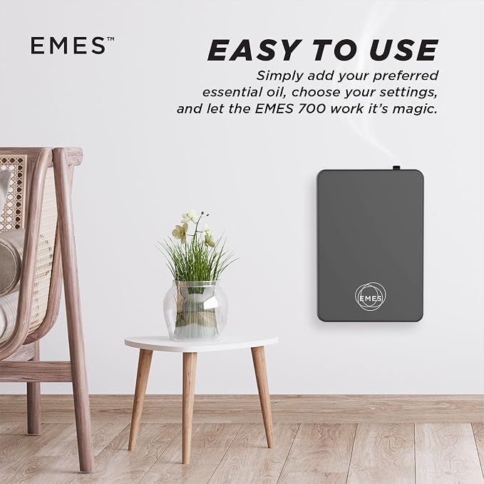 EMES 700 Waterless Smart Aromatherapy Diffuser | Scent Diffuser for Essential Oils for Homes, Spa, Office & Hotel | 24-Hr Bluetooth-Controlled Scent Air Machine | 500ml Capacity-Color Gray | 700 sq ft