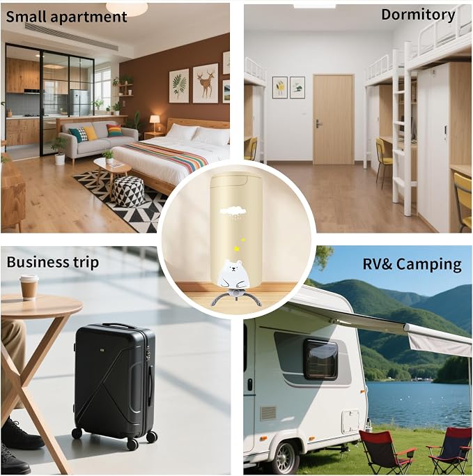 900W Upgraded Portable Dryer for Clothes & Shoes | 110V Compact Clothes Dryer for Apartments, Home, RV&Travel (Beige)