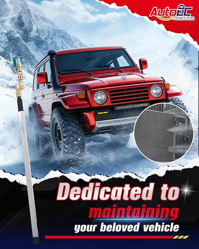 AutoEC 40" Radiator Cleaning Wand for Cars, 4500 PSI Stainless Steel Water/Air Cleaning Wands Kit with 180° Swivel Joint & Cleaning Brush for Trucks, Heavy Equipment