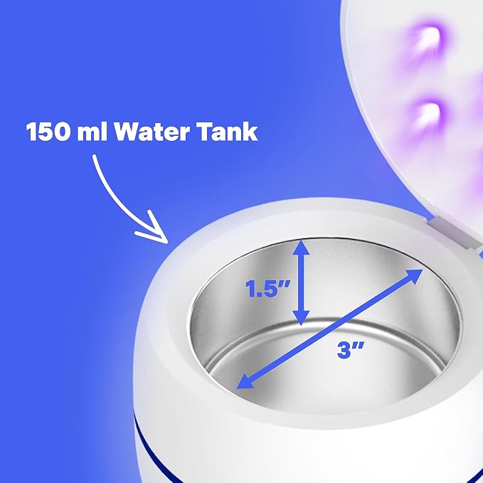 Ultrasonic Retainer Cleaner Machine with UV Lights for Invisalign, Aligner, Night Guard, Denture, Whitening Tray, Mouth Guard and Toothbrush Head - Dental Ultrasonic Cleaning Pod