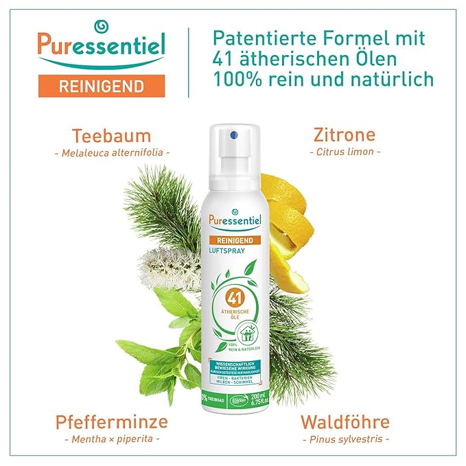"Puressentiel Purifying Air Freshener Spray - Room Spray with 41 Essential Oils - Eliminate Odors without Synthetic Chemicals - Multi-Use - 6.75 oz"
