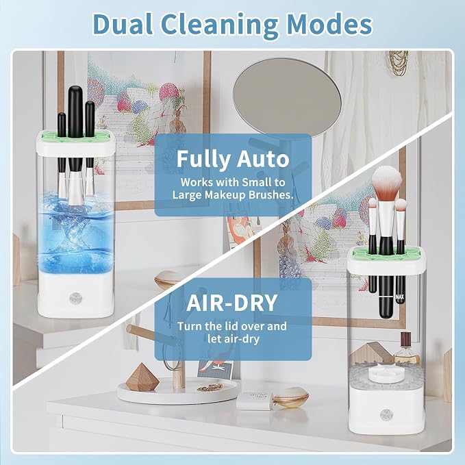 Electric Makeup Brush Cleaner -7000 RPM Plug-In Automatic Brush & Sponge Cleaning Machine with Fast Dry Function - IP65 Waterproof Makeup Brush Cleaner