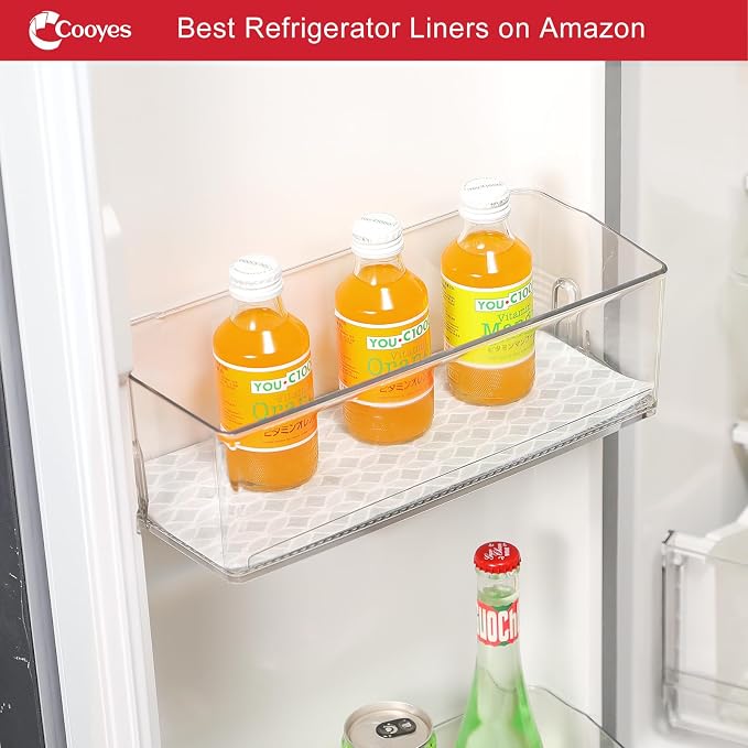 Cooyes Refrigerator Liners, Non-Slip Fridge Liners Washable, Absorbent Refrigerator Shelf Liner for Kitchen Cabinets, Non-Adhesive Refrigerator Mats Fridge bin Liners 12" x 360", Gray