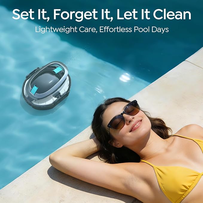 S2 Pool Vacuum Robot for Above Ground Pools, Cordless Operation, 90-Min Runtime, Efficient Cleaning Performance, Self-Parking and Easy Maintenance(Glossy Black)