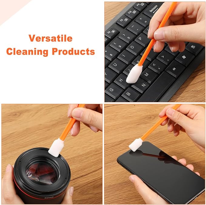 500 Pack Cleaning Swabs 5.1 Inch, Foam Tips Sponge Sticks for Printer, Electronics, Camera, Optical Lens, Sewing Machine(Orange)