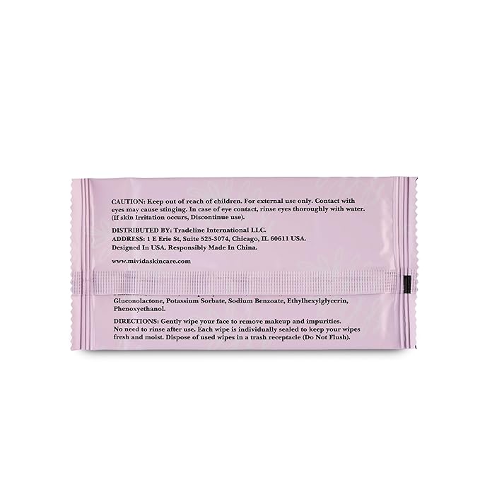 mivida 60 Count Hypoallergenic Individually Wrapped Makeup Remover Wipes with Vitamin E | Dermatologist Tested | Alcohol-Free, Fragrance-Free makeup remover wipes individually wrapped