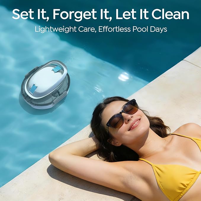 S2 Pool Vacuum Robot for Above Ground Pools, Cordless Operation, 90-Min Runtime, Efficient Cleaning Performance, Self-Parking and Easy Maintenance (Arctic Blue)