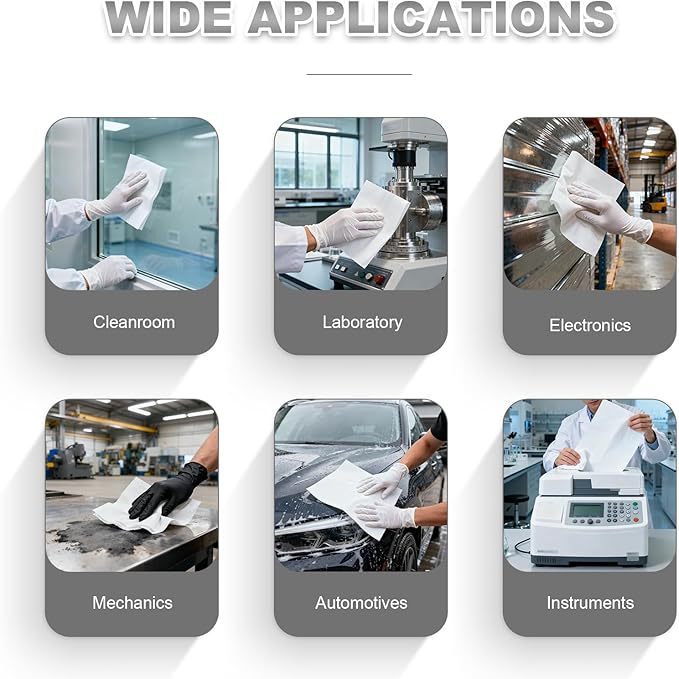Cleanroom Wipes Heavy Duty Cloths, Lint-Free and Extra Absorbent Towels Jumbo Roll (15"x 10", 500 PCS), White