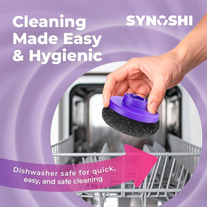 Synoshi PRO Electric Spin Scrubber & Steel Brush Heads (2 Units) Perfect for Grills, Ovens. Power Scrubber for Intensive Cleaning