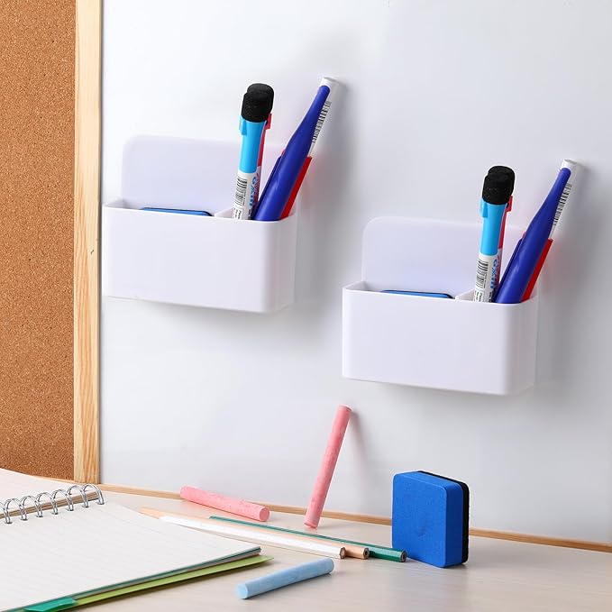 Colarr 20 Pack Magnetic Dry Erase Marker Holder Bulk Whiteboard Magnetic Marker Holder Pen Pencil Organizer for Classroom Whiteboard Refrigerator Locker Storage (White)