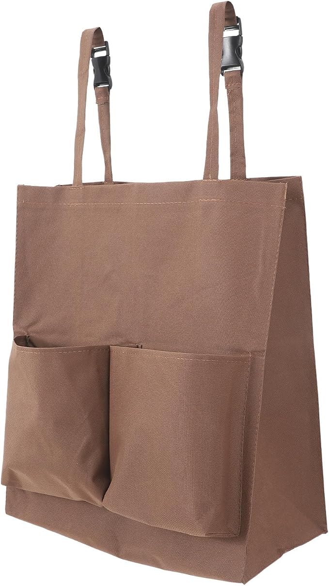 Janitorial Cart Bag Replacement for Cleaning Cart Utility Trash Collection Bag with Hooks Housekeeping Cleaning Tote for Hotel and Commercial Use Coffee 17.71X15.74X7.87In
