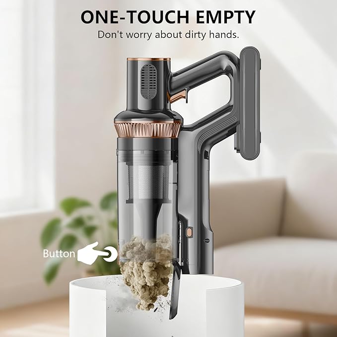 Cordless Vacuum Cleaner, 600W 55KPA 60Mins Vacuum Cleaners for Home,Anti-tangle Wireless Vacumm,Rechargeable Vacuum With Green Light,Powerful Stick Vacuum for Carpet/Hardwood Floors,Pet Hair,Black