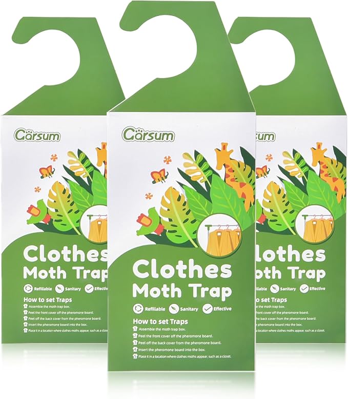 Garsum Clothes Moth Trap,Moth Traps for Clothes, Refillable 6 Packs Clothing Traps for House,Closets,Carpet