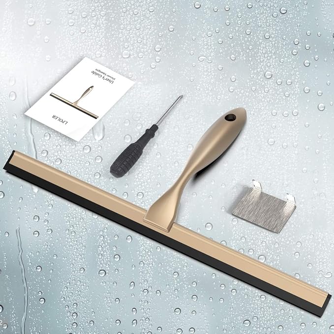 Stainless Steel Squeegee for Shower Doors, All-Purpose Shower Squeegee for Bathroom, Window and Car Glass, 14 Inches