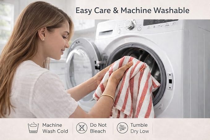Pack of 6 Cotton Kitchen Towels Set, Dish Towels, Cleaning Rags, Kitchen Dish Cloths for Washing Dishes, Cotton Cleaning Cloths, Ultra Soft, Lightweight & Quick Dry, Slub Weave, 28" x 18" (Rust)