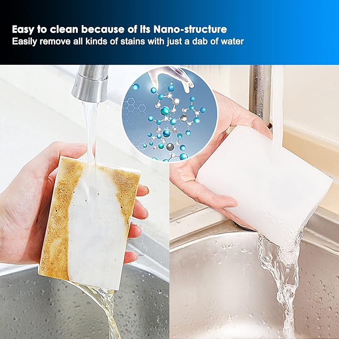 Magic Sponge Eraser, 100Pcs+50Pcs, 150pcs in Total, Durable Cleaning Foam, Premium Scrubber Pads, for Sinks, Kitchen, Bathroom, Wall, Glass, Shoes, Multi-Purpose Powerful Sponge.