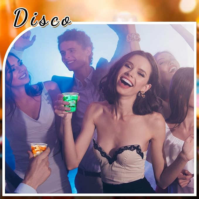 Lallisa 100 Pcs Disco Ball Plastic Shot Glasses 2oz mini Clear Disposable Cups Disco Party Supplies Cups for Shots Wine Whiskey Tasting Pudding Bachelorette Elegant Parties