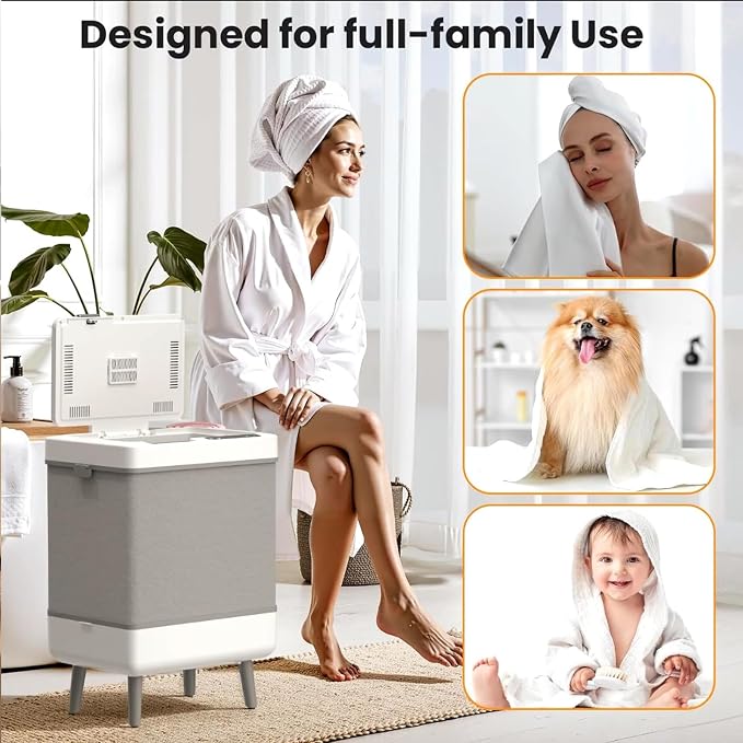 35L Foldable Towel Warmer Bucket for Bathroom, Large Hot Towel Warmers for Spa, Fast Heating & Drying Modes with 24H Timer, Auto Shut-Off, a Spa-Like Luxury for Home