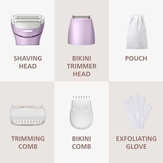 Philips Lady Shaver Series 8000 - Cordless, Wet & Dry Electric Shaver, 3-Blade Shaving System, Flexible Shaving Head, LED Light, for Legs, Body & Bikini, 100 Mins. Runtime, Model BRL149/00