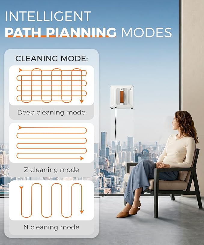 FRUITEAM Window Cleaning Robot with Dual Spray & Edge Detection, APP & Remote Control, Intelligent Path Planning, 3500PA Suction Anti-Fall, for High-Rise Windows, Glass, Tile