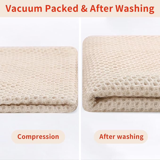Homaxy 100% Cotton Waffle Weave Kitchen Dish Towels, Ultra Soft Absorbent Quick Drying Cleaning Towel, 13 x 28 Inches, 18-Pack, Beige