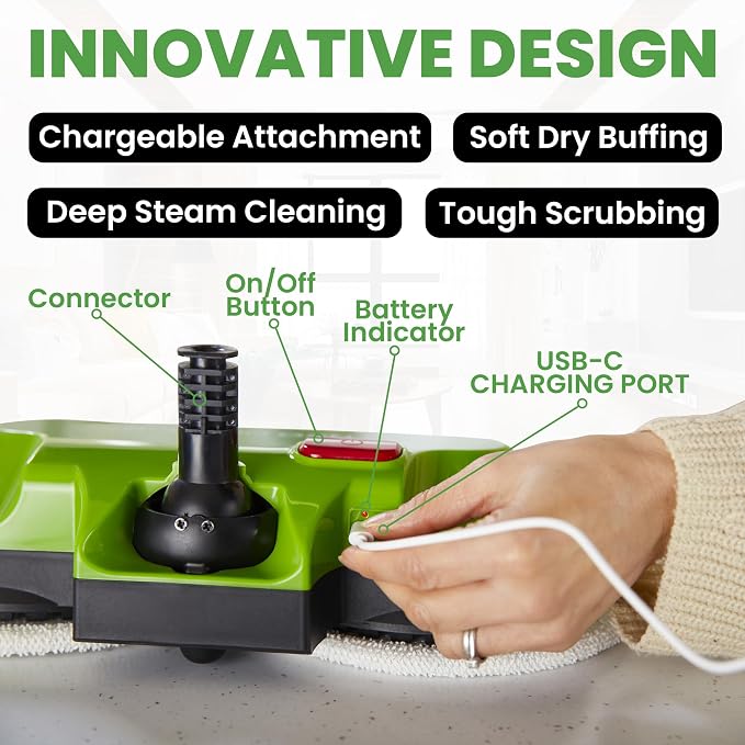 H2O MOP X5 Dual Buff Steam Mop Head Attachment - Great For Hardwood, Tile Floor Buffing, Cleaning and Steaming - Includes 2 Soft Scrub Washable Pads