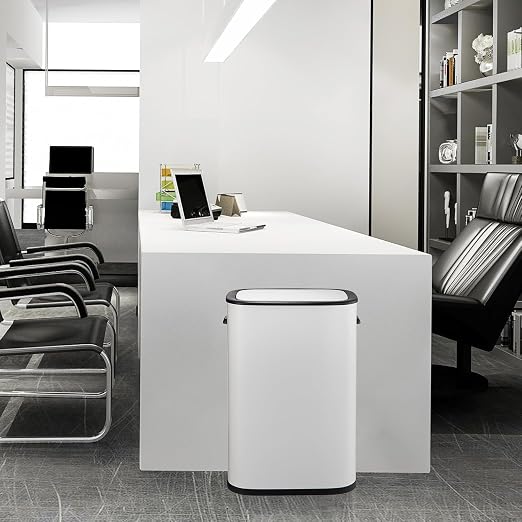 14.5 Gal/55L Motion Sensor Trash Can, Touchless Automatic Garbage Bin with Soft-Close Lid & Handle, Rectangular Waste Basket for Kitchen, Bathroom, Bedroom, White(No Inner Bucket)