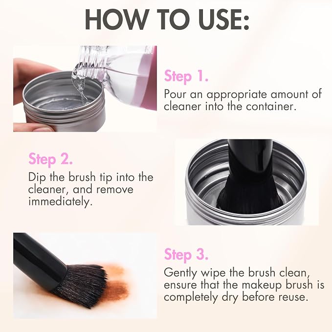 Makeup Brush Cleaner, Easily Remove Stubborn Makeup, Dirt & Impurities from Makeup Brushes, Rinse-Free & Quick Drying & Vegan & Cruelty-Free(250ml/8.45 fl oz)