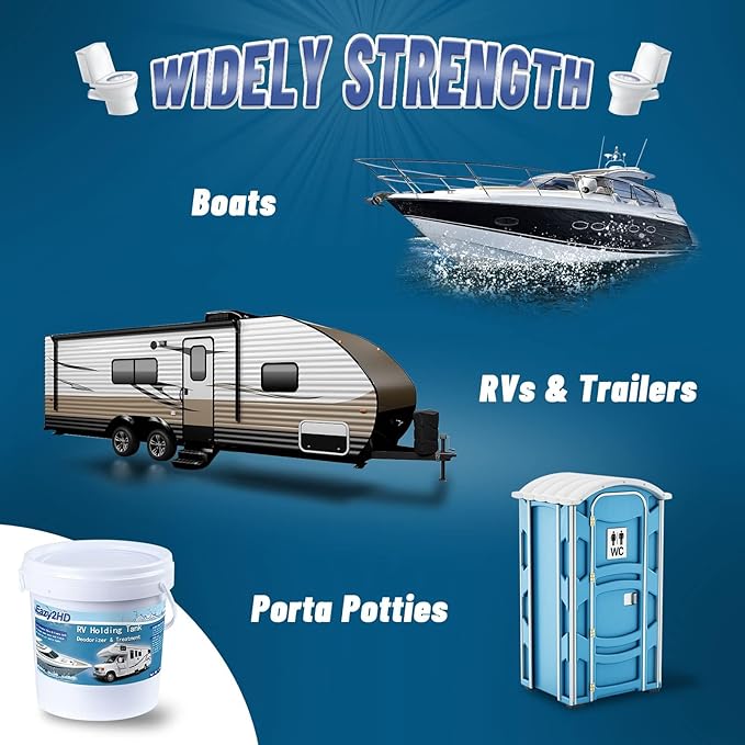 Eazy2hD RV Toilet Treatment Holding Tank Deodorizer for RV Black Tank Chemicals Breaking Down for Camper Portable Porta Potty (100 Count Blue)