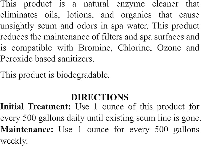 SpaChoice 1-Pint Premium Hot Tub Enzyme Clear, Spa Clarifier Hot Tub, Made in USA