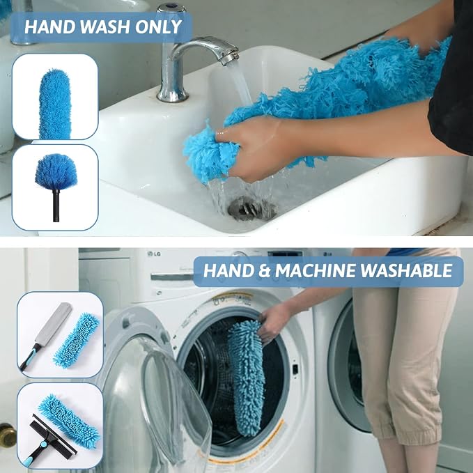 MAYKI 12 Feet Cobweb Duster 2 PCS & 12 Feet High Reach Dusters for Cleaning 5 PCS