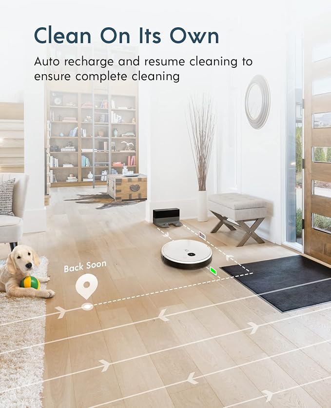 yeedi vac Robot Vacuum - Ultra-Slim Design, Powerful 3000Pa Suction, Carpet Detection, Smart Visual Mapping Navigation Ideal for Carpet, Hard Floor Cleaning, Pets Alexa Compatible, Wi-Fi Connected