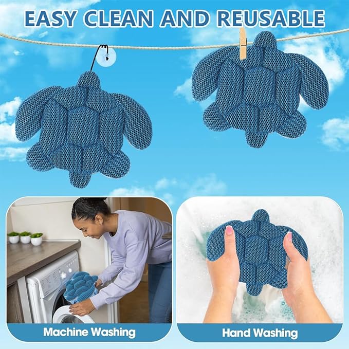 arricraft Hot Tub Scum Absorber, Tortoise Shape Design Nylon Hot Tub Sewage Suction Device for Spa, Inflatable Tub Cleaning Accessories (2 Pack)