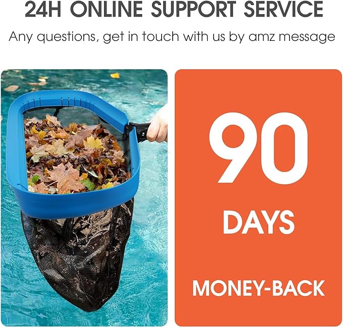 TidyMister 20'' Self-Repair Pool Skimmer Net Pool Cleaning Net with Heavy Duty Nylon Mesh, Aluminum Frame, Deep Debris Bag, for Above Ground Pool In-ground Pool Leaf Rake Net (Without Pole)