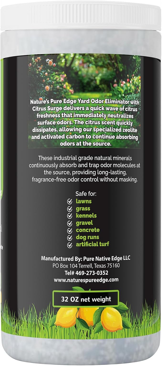Yard Odor Eliminator with Citrus Surge – Outdoor Pet Odor Eliminator for Dog Urine & Poop Smell – Artificial Grass, Lawn, Kennel, Patio Deodorizer – Long Lasting Natural Granules – Pet Safe