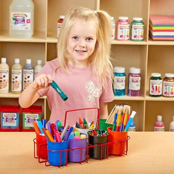 Colorations Marker Caddy & Stand, Art Supplies, Wire Marker Organizer, Portable Organzier, Holds Crayons, Pencils, Paint Brushes, Collage Items, Scrapbook Supplies, Art Caddy