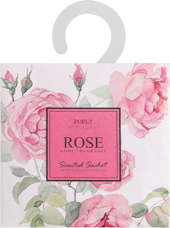 12 Pack Rose Scented Sachets, Long-Lasting Fresh Scent, Air Freshener for Closet & Drawers, Hanging Deodorizer for Home
