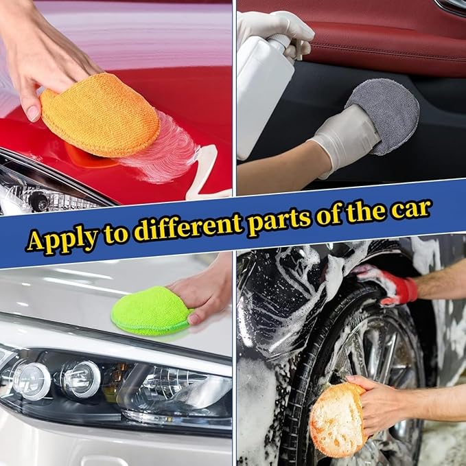 Microfiber Car Applicator Pads Advanced Car Paint Polishing and Waxing Sponges Cars Paint and Cockpit Detailing Care Tool(3PCS Yellow)