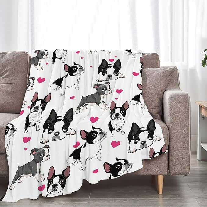 Tijuboni French Bulldog Throw Blanket Dog Gifts for Girls Boys Women Men Kids Adults Soft Flannel Fleece Blanket for Couch Sofa Bed Home Decor 40"x50"