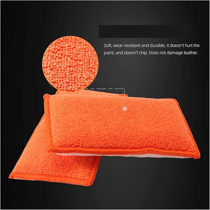 Compatible for Car Interior Scrubbing Washing Sponge Microfiber Wax Applicator Different Sides Hand Waxing Pads
