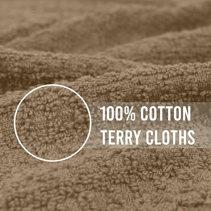 DAN RIVER Premium Dish Cloth 100% Cotton 12 X 12 Inches |Pack of 8|-Ultra Soft Tea Towels-Highly Absorbent Kitchen Rags-Terry Dishcloth for Kitchen and Household Cleaning |Tan|