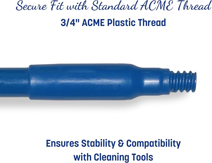 SPARTA 48" Fiberglass Replacement Handle with 3/4" Acme Thread Tip, Polyester Veil Reinforced, Hanging Cap, Commercial Cleaning, Blue