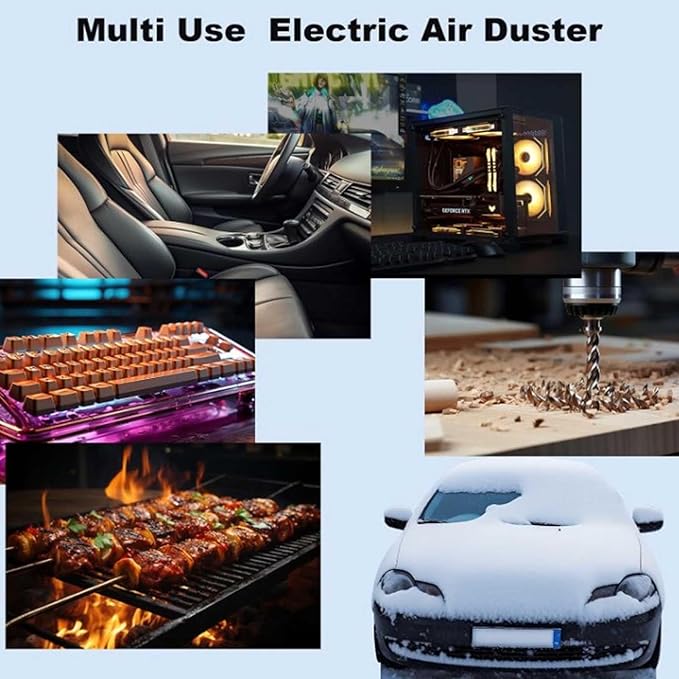 Mini Electric Air Duster, 50mm Brushless Motor, Adjustable Speed, Real Time Voltage Display, for Electronics, Car, and Outdoor Cleaning