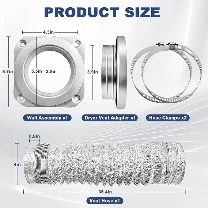 DV180 Magnetic Dryer Vent Coupling – Dryer Vent Connector Kit With Aligning 4" Quick Connect System, Fire-Resistant Aluminum Hose, Airtight Seal for Safer & More Efficient Drying