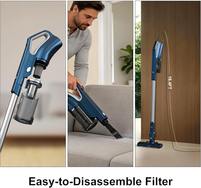 Corded Vacuum Cleaner Powerful Suction Dual Filtration with HEPA Filters One-Touch Dustbin Emptying Ultra-Lightweight & Portable Ideal for Home Cleaning 16.5-Foot Power Cord
