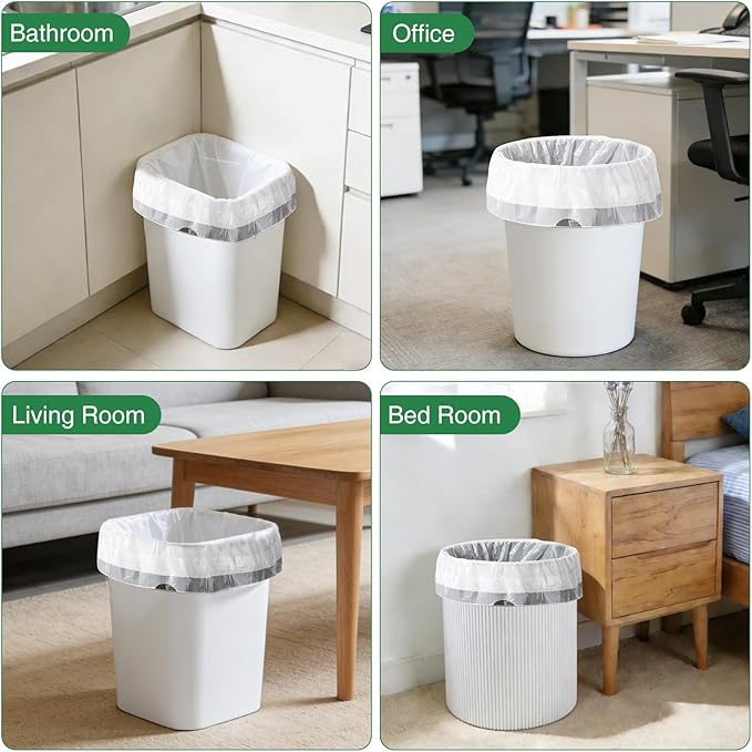 220 Counts 5 Gallon Trash Bag Drawstring Small Trash Bags, Thick Pre-separated Garbage Bags, Trash Bin Liners, Suitable for bathroom, kitchen, bedroom, office (White)