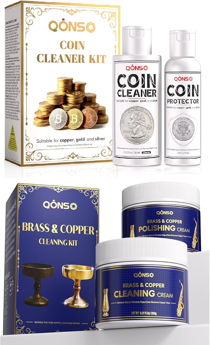 Coin Cleaner and Protector Kit, Brass Polish Copper Cream Cleaner Kit