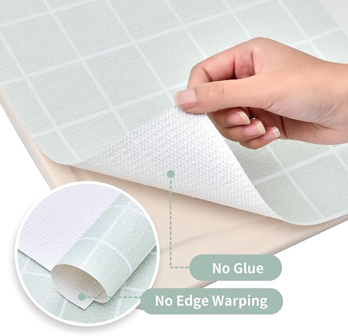 Drawer and Shelf Liner for Kitchen Cabinet: 17 in X 20 Ft Non Slip Waterproof Shelf Paper Non Adhesive Refrigerator Liners Light Gray Grid Easy Liners for Bathroom